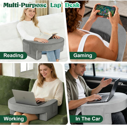 Melhany Adjustable 3-Piece Reading Wedge Pillow Set with Laptop Tray, Modular Bed Rest Support System with Side Pockets