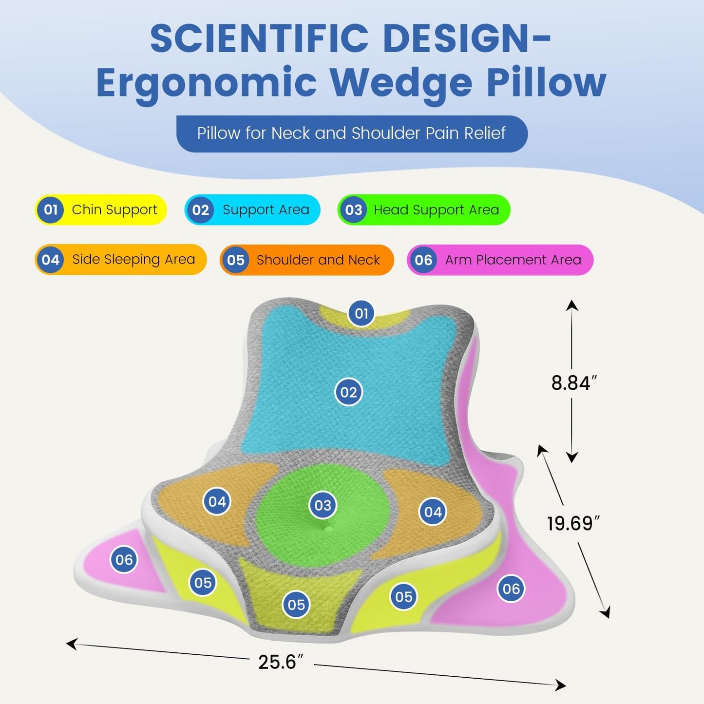 Melhany Memory Foam Wedge Reading Pillow with Cooling Ice Silk Cover, Dual-Usage Bed Rest Support Pillow