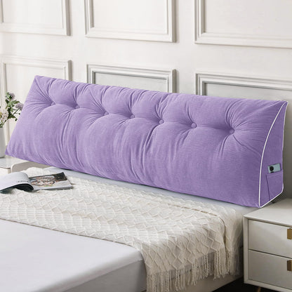 Melhany Queen Size Wedge Headboard Pillow Set with 2 Bolster Pillows, Velvet Back Support Reading Pillow with Removable Washable Cover